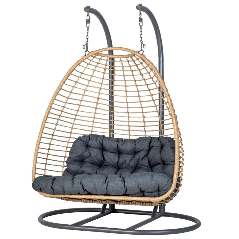 Outdoor Furniture Egg Chair - Kursi Gantung Mewah 2-Dudukan Anyaman Ukuran
