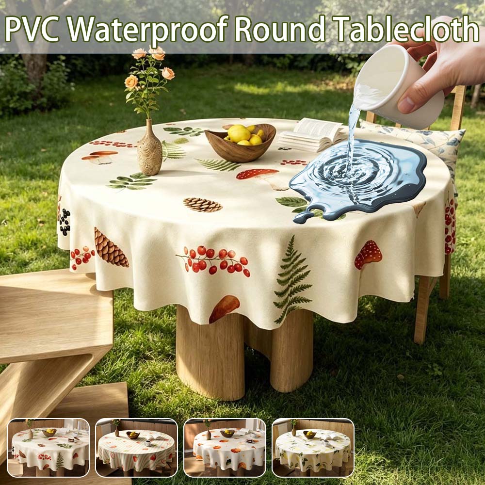 Outdoor Furniture Year Round - Taplak Meja Bulat PVC Dapat Digunakan
