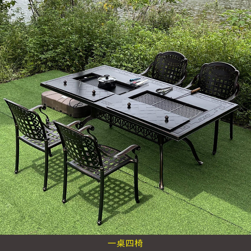 Outdoor Furniture Table And Chairs - Kombinasi furnitur besi tempa meja dan