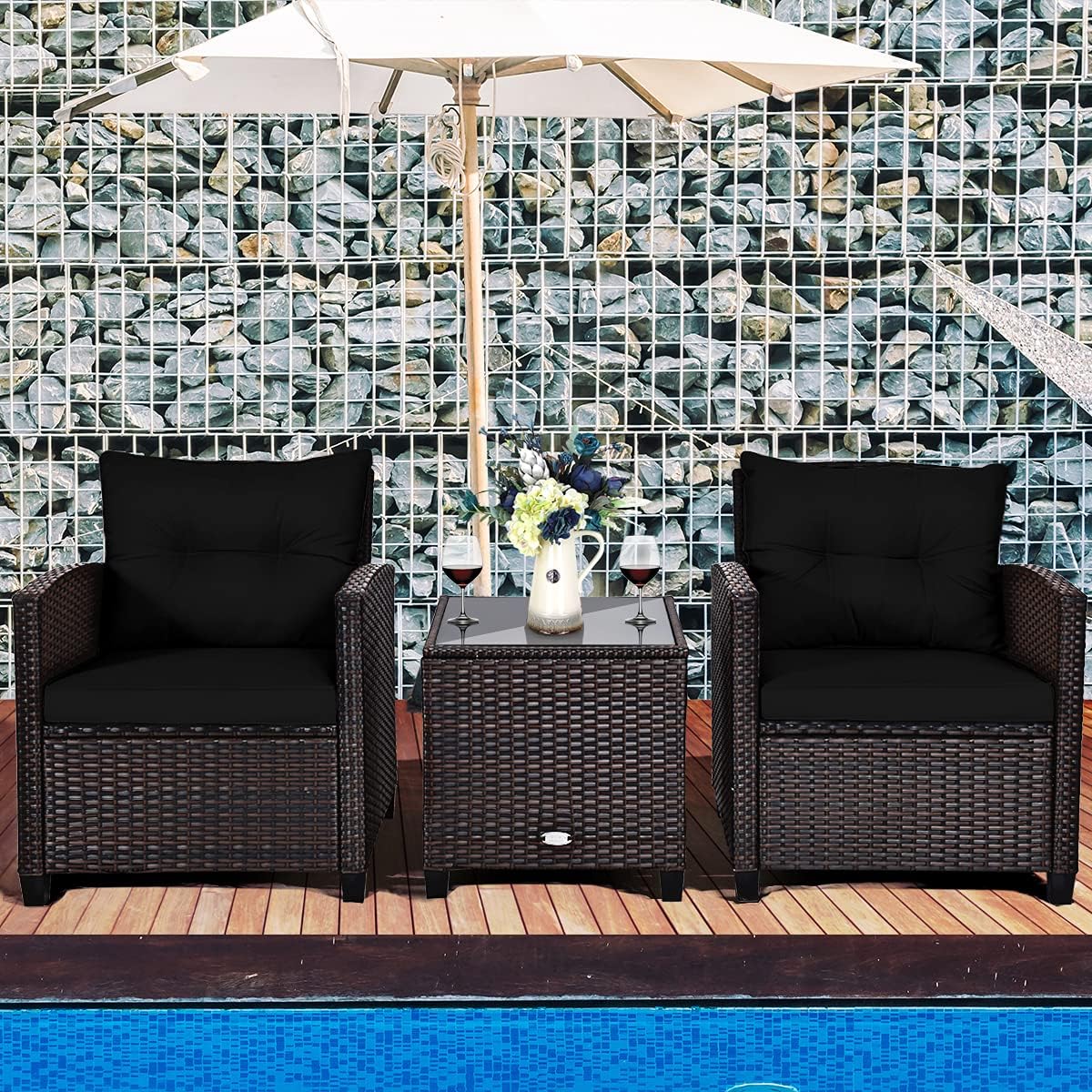 Set Furnitur Teras 3 Buah, Set - Outdoor Furniture Cushions ulasan dan harga